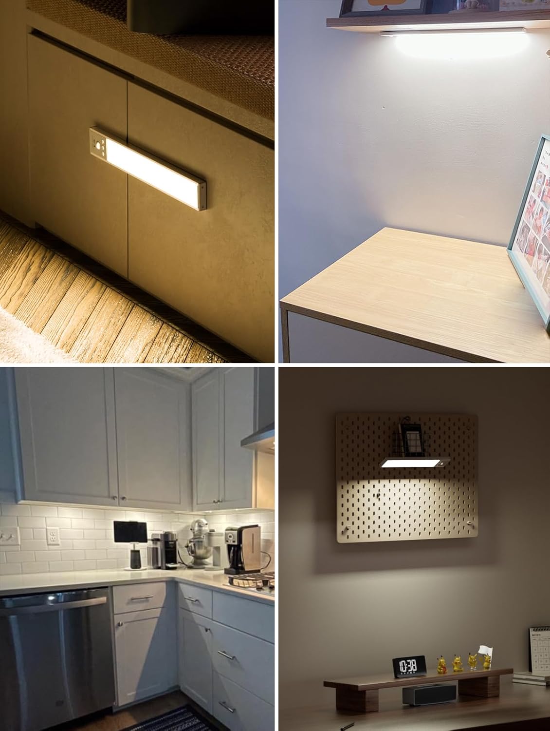 Diomart LED Under Cabinet Lighting Motion Sensor, Magnetic Wireless Closet Lights with Timer & Dimmable & 3 Color Temperatures for Kitchen, Counter, Stairs (3 Pack)