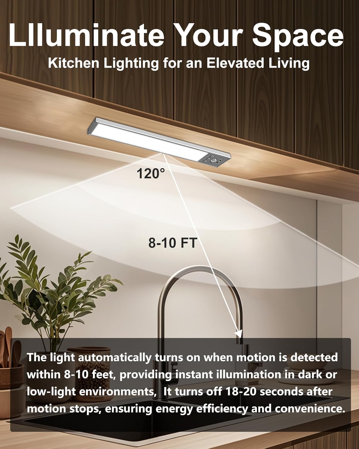 Diomart LED Under Cabinet Lighting Motion Sensor, Magnetic Wireless Closet Lights with Timer & Dimmable & 3 Color Temperatures for Kitchen, Counter, Stairs (3 Pack)
