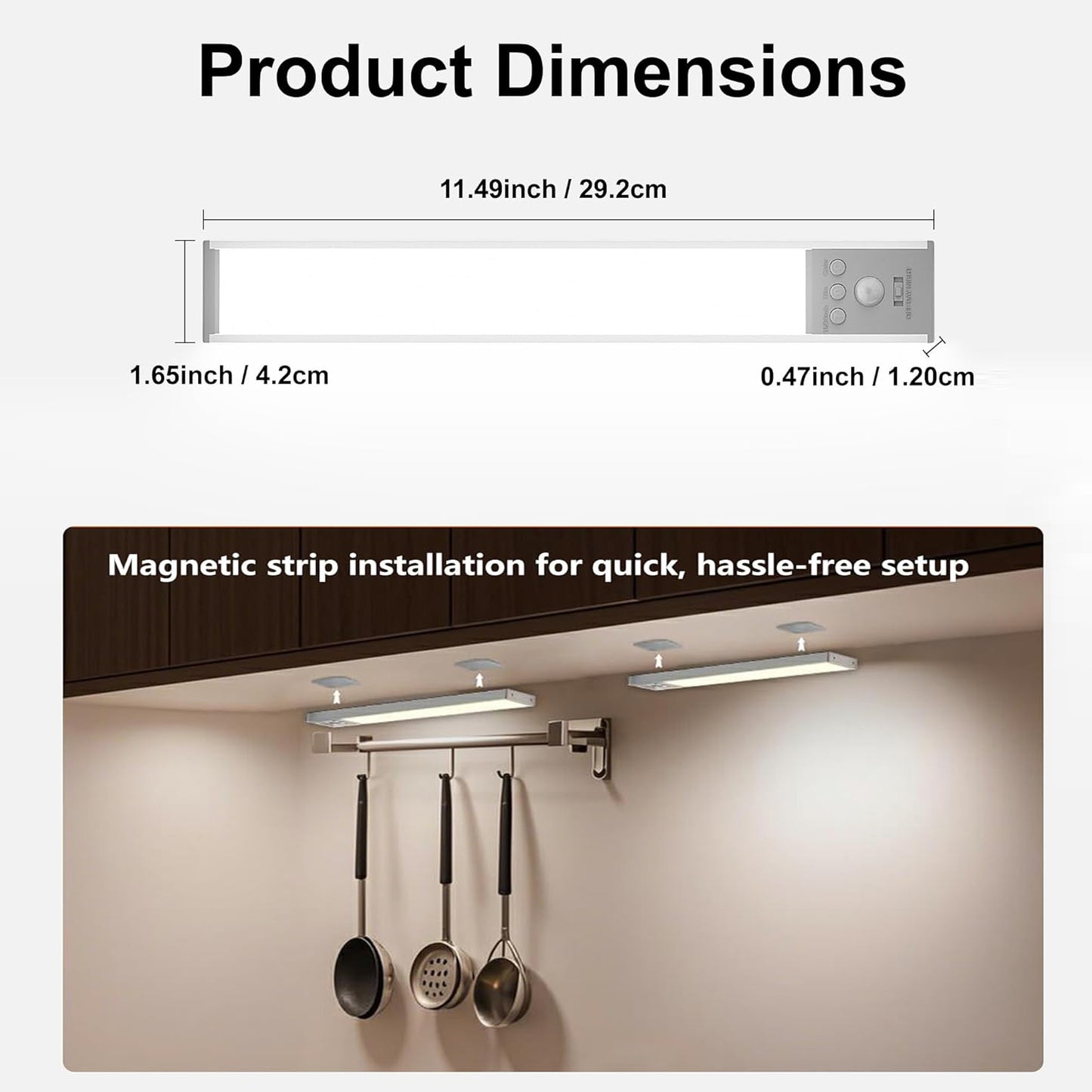 Diomart LED Under Cabinet Lighting Motion Sensor, Magnetic Wireless Closet Lights with Timer & Dimmable & 3 Color Temperatures for Kitchen, Counter, Stairs (3 Pack)