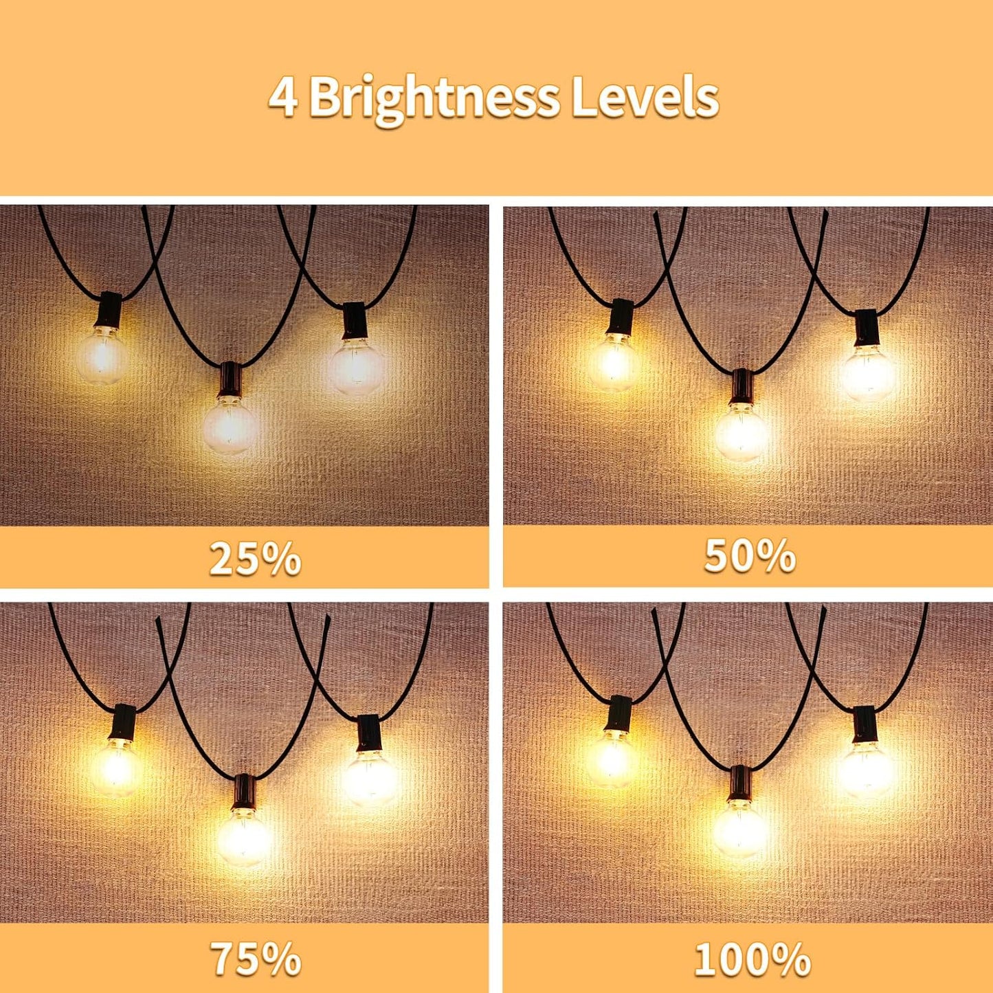 Diomart 50ft LED String Lights for Festive Decoration with Remote, 25+1Bulbs Dimmable Patio Lights Outdoor, 24V Waterproof Plug, G40 Hanging Lights for Outside Deck Garden Backyard Porch Party Decor