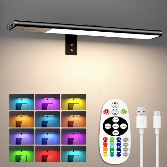 Diomart Picture Lights for Wall, 12'' Dimmable Remote LED Art Light with 15 Color Temps, USB-C Rechargeable Battery Picture Light Wireless, Timer, for Paintings, Canvas, Photos, Bedroom（Black)