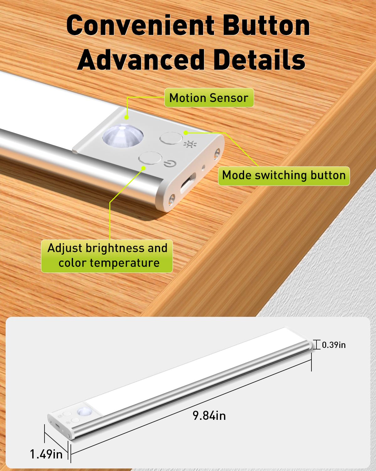 Diomart Under Cabinet Lights Motion Sensor, Rechargeable Puck Lights Wireless with Adhesive, Dimmable Kitchen Closet Lighting, 3 Color Temperature Adjustable, Auto On/Off for Stairs, Counter, 5 Pack